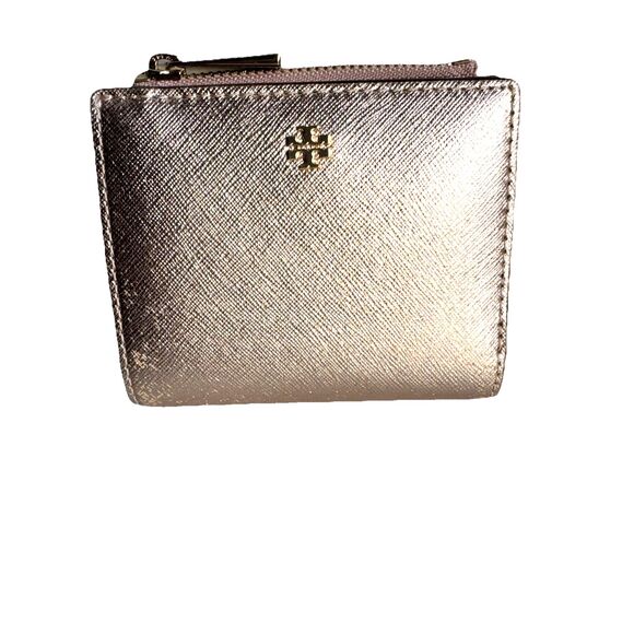 Tory Burch Handbags - Tory Burch Emerson Mini Leather Wallet Rose Gold Retail $178
